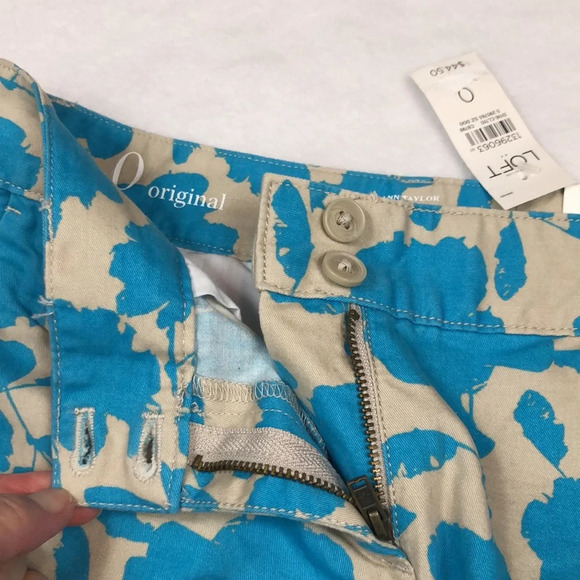 LOFT Shorts Women’s Size 0 Original Blue & Khaki Floral Print New With Tags - Picture 6 of 14